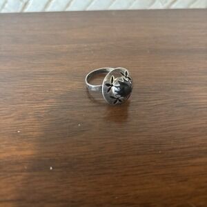 Vintage Taxco Mexico Sterling Silver and Tiger's Eye "Saucer" Ring Adjustable